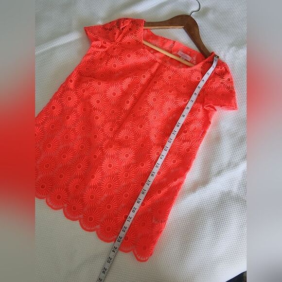 Lilly Pulitzer Red Short Sleeve Lace Blouse - Picture 7 of 8